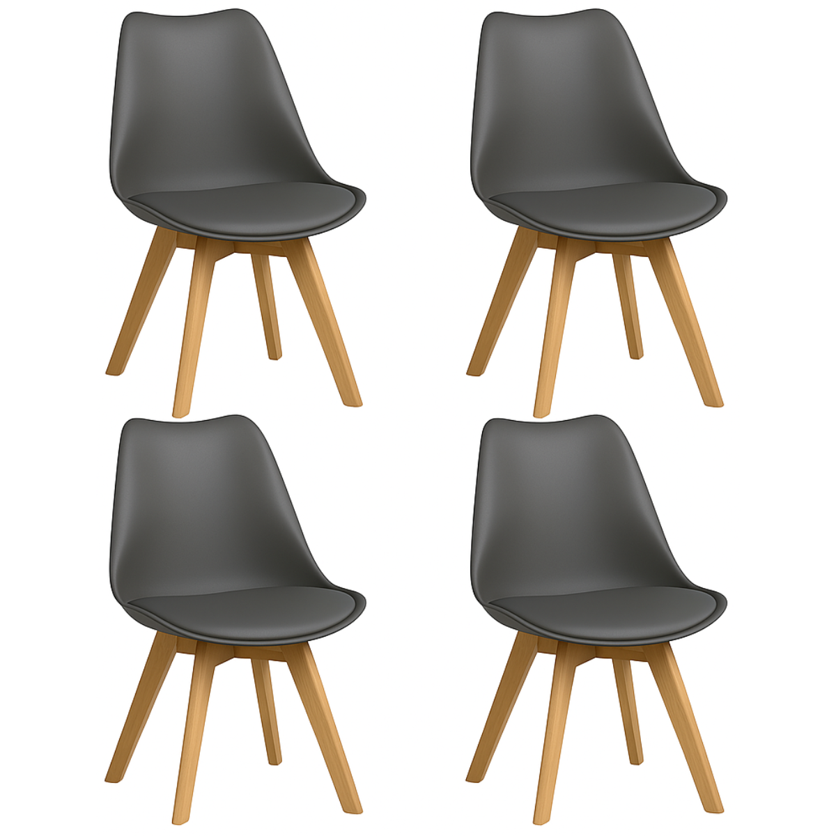 Pack 4 Sillas Eames Acolchada Gris