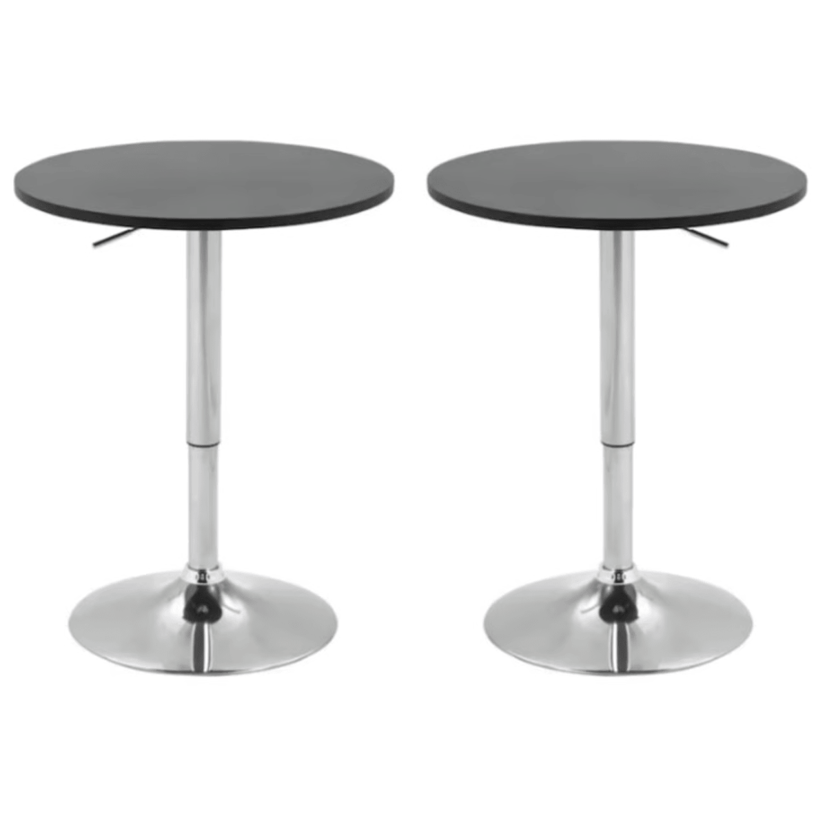 Pack 2 Mesas Bar Centro Altura Regulable 60cm Diámetro Negra