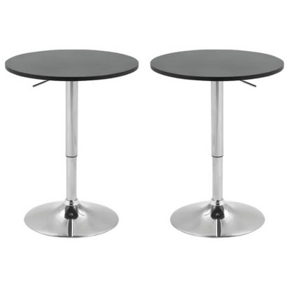 Pack 2 Mesas Bar Centro Altura Regulable 60cm Diámetro Negra