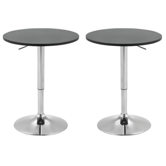 Pack 2 Mesas Bar Centro Altura Regulable 60cm Diámetro Negra