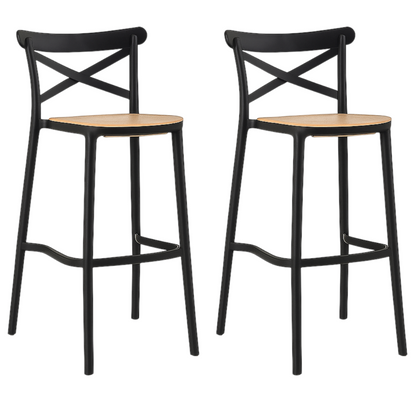Pack 2 Taburetes Crossback Danubio Piso de Bar o Terraza 66cm Negros