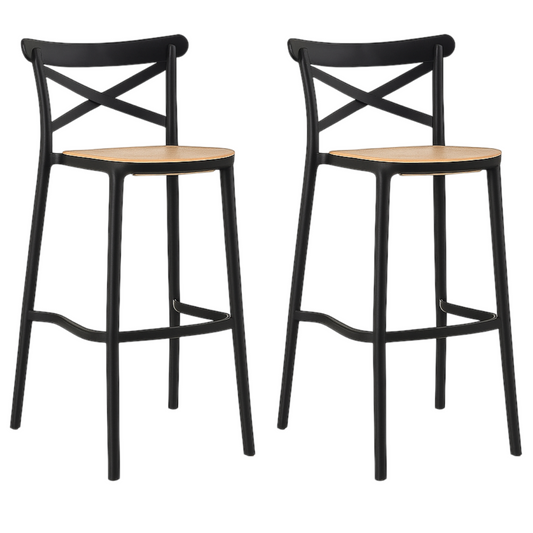 Pack 2 Taburetes Crossback Danubio Piso de Bar o Terraza 66cm Negros