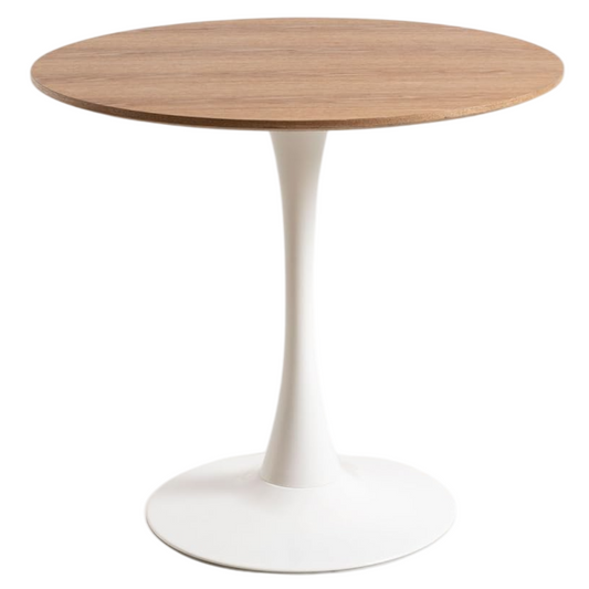 Mesa Comedor Redonda Tulip Wood 80cm Diametro Blanca