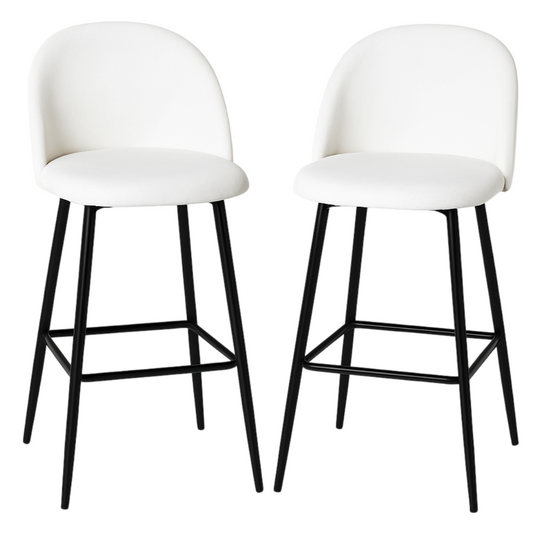Pack 2 Pisos de Bar Taburete Velvet 66cm Terciopelo Blancos