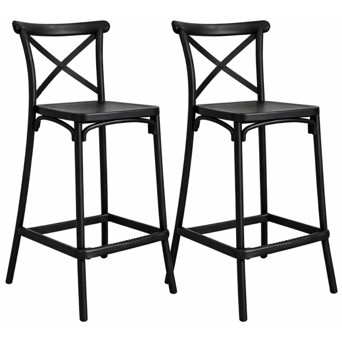 Pack 2 Taburetes Bar Danubio Crossback Negro Polipropileno 66 cm