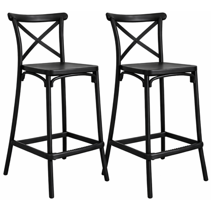 Pack 2 Taburetes Bar Danubio Crossback Negro Polipropileno 66 cm