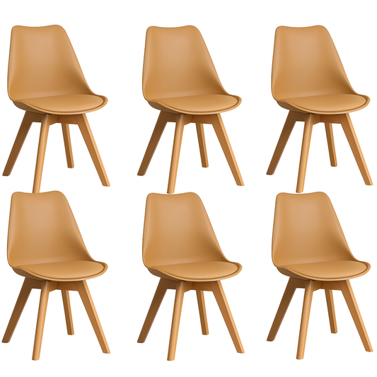 Pack 6 Sillas Eames Acolchada Beige