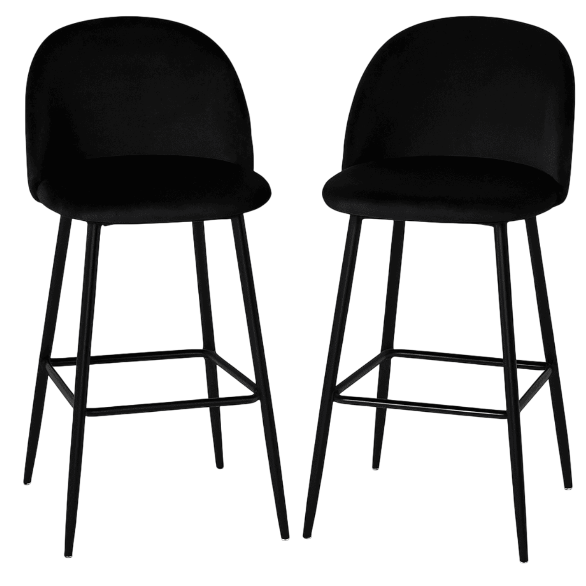 Pack 2 Pisos de Bar Taburete Velvet 66cm Terciopelo Negros