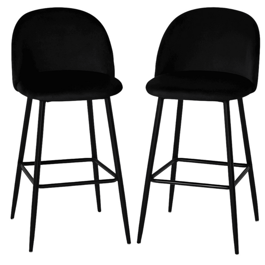 Pack 2 Pisos de Bar Taburete Velvet 66cm Terciopelo Negros