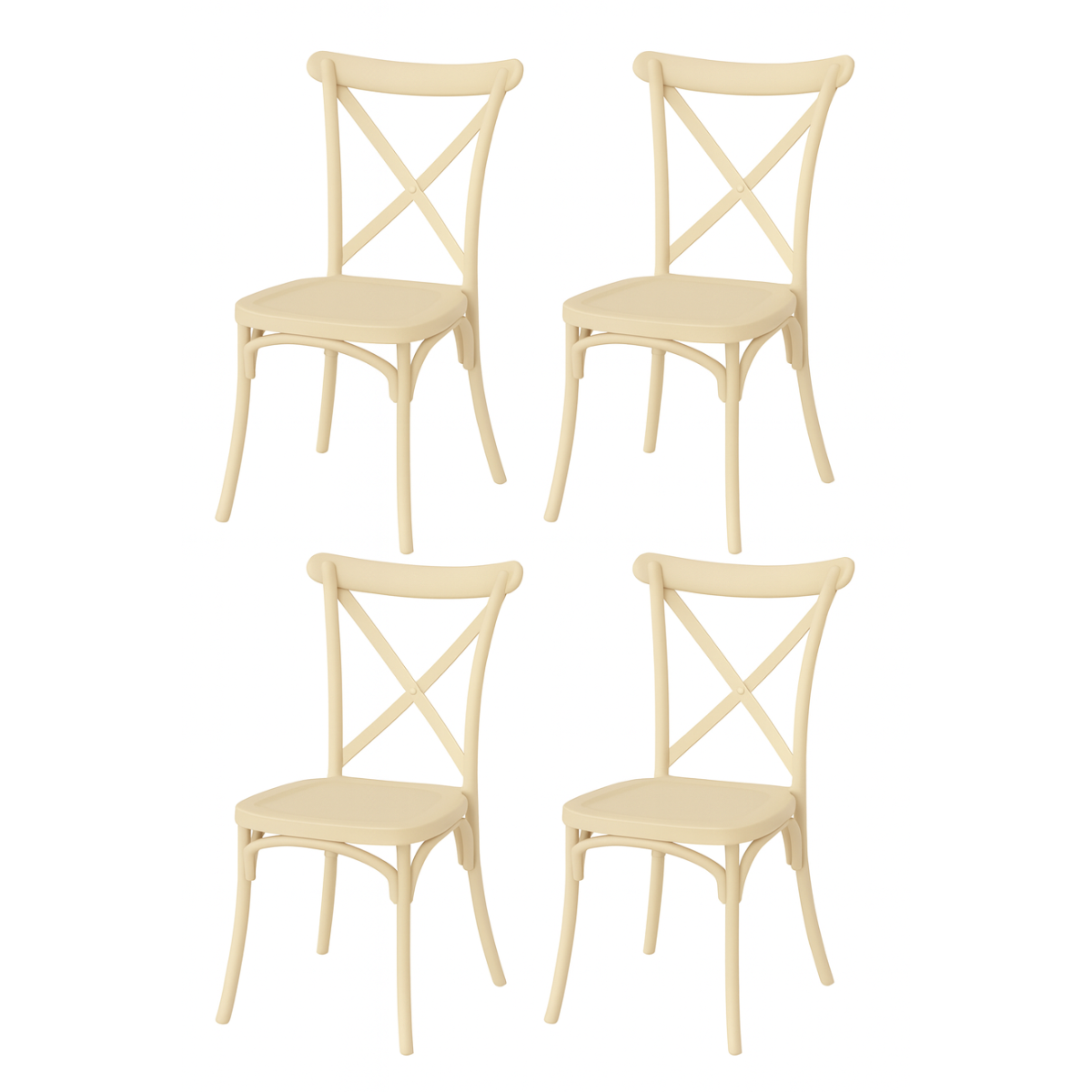 Pack 4 Sillas Crossback Beige Apilable