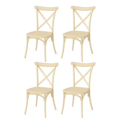 Pack 4 Sillas Crossback Beige Apilable