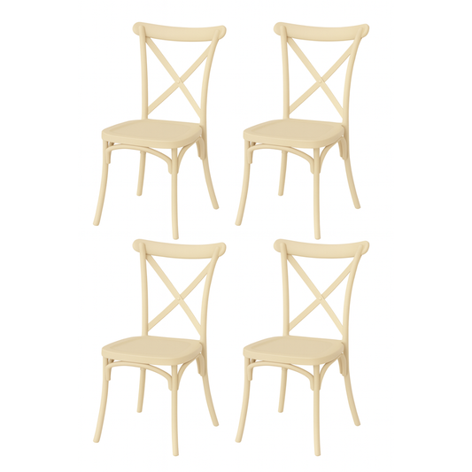 Pack 4 Sillas Crossback Beige Apilable