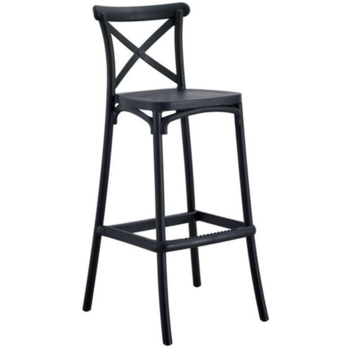 Taburete Bar Danubio Crossback Negro Polipropileno 66 cm