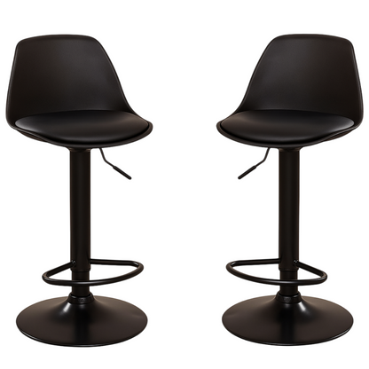 Pack 2 Taburetes Eames con Altura Regulable Base Negra para Cocina o Bar Negro