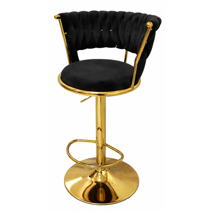 Taburete Queen Terciopelo Ajustable Negro