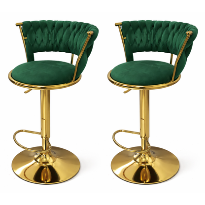 Pack 2 Taburetes Queen Terciopelo Ajustable Verde