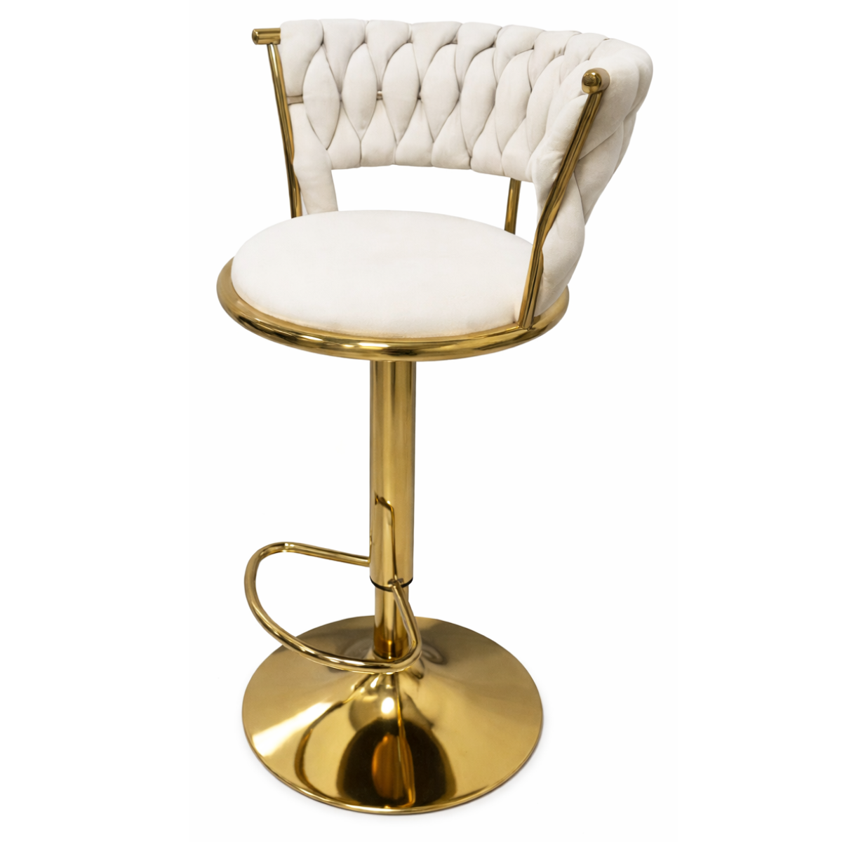 Taburete Queen Terciopelo Ajustable Beige