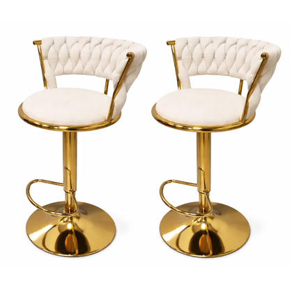 Pack 2 Taburetes Queen Terciopelo Ajustable Beige