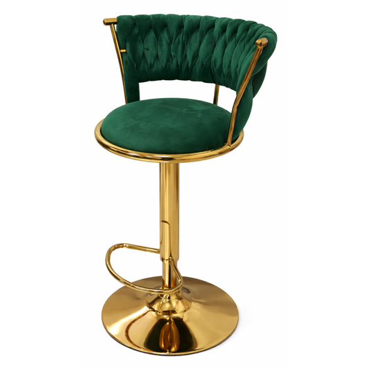 Taburete Queen Terciopelo Ajustable Verde
