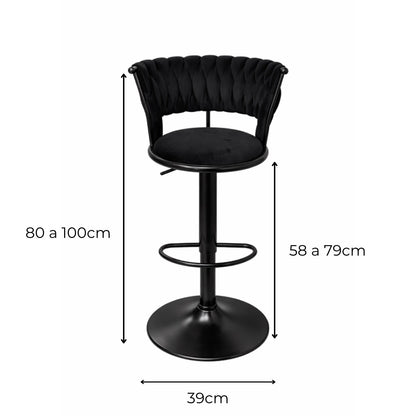 Taburete Queen Terciopelo Ajustable Full Negro