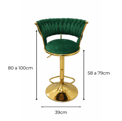 Taburete Queen Terciopelo Ajustable Verde