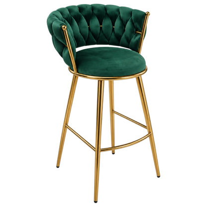 Taburete Queen Fijo 66cm Verde base Dorada