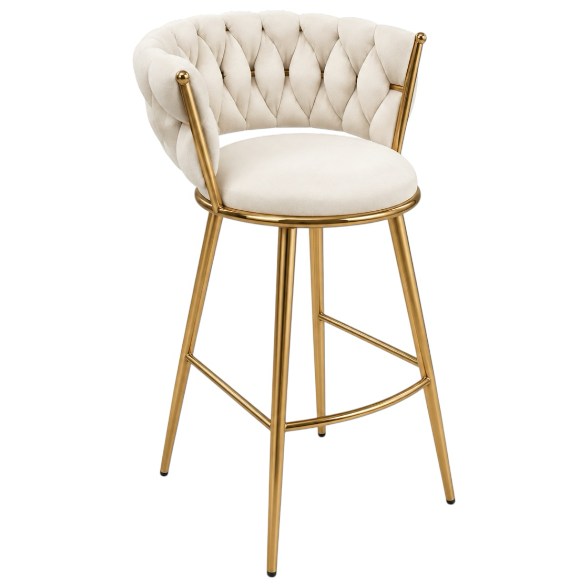Taburete Queen Fijo 66cm Beige base Dorada