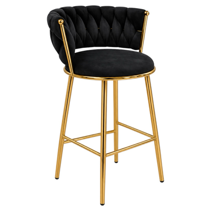 Taburete Queen Fijo 66cm Negro base Dorada