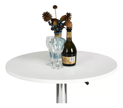 Mesa Bar Centro Altura Regulable 60cm Diámetro Blanca