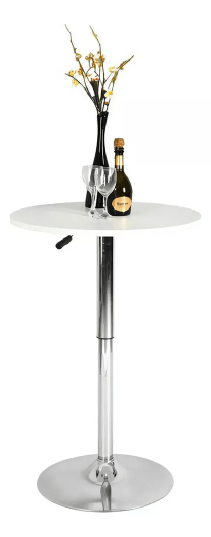 Mesa Bar Centro Altura Regulable 60cm Diámetro Blanca