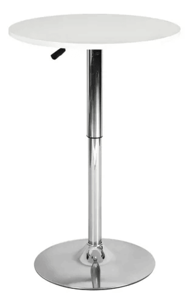 Mesa Bar Centro Altura Regulable 60cm Diámetro Blanca