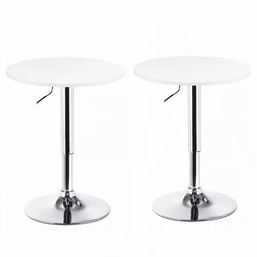 Pack 2 Mesas Bar Centro Altura Regulable 60cm Diámetro Blanca