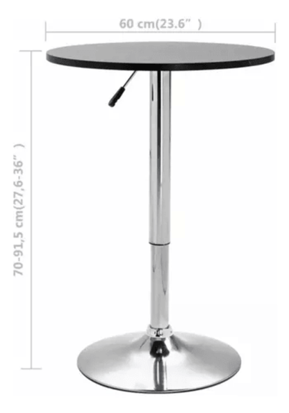 Mesa Bar Centro Altura Regulable 60cm Diámetro Negra