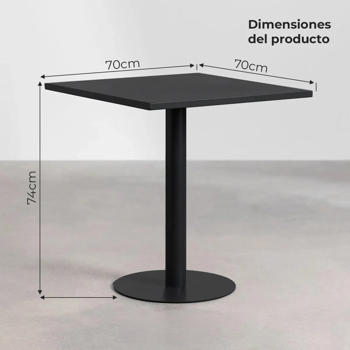 Mesa Tolix Clásica 70x70 Metalica Negro