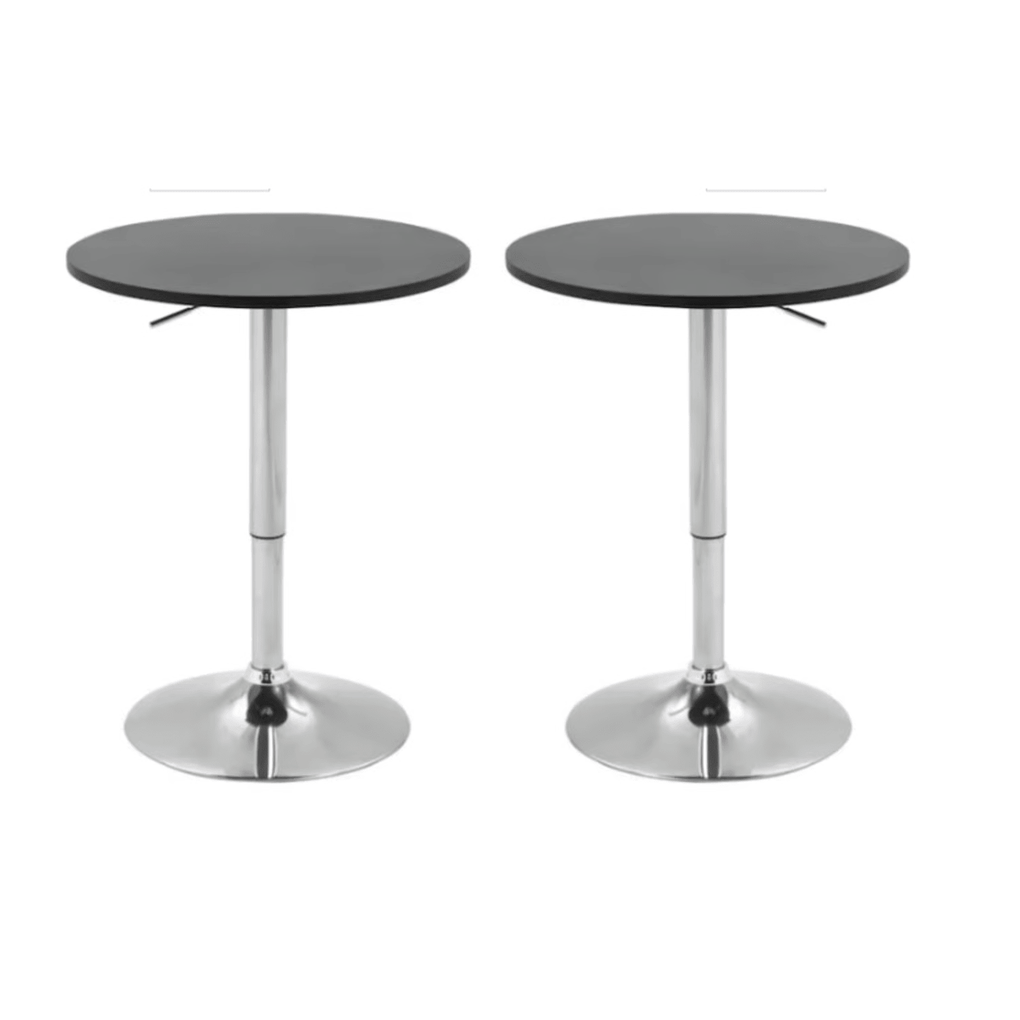 Pack 2 Mesas Bar Centro Altura Regulable 60cm Diámetro Negra