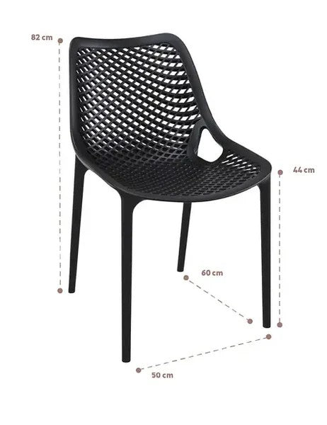 Pack 2 Sillas o Sillon Rex Negra para Terraza o Comedor