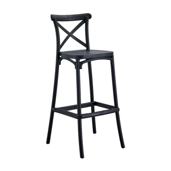 Taburete Bar Danubio Crossback Negro Polipropileno 66 cm