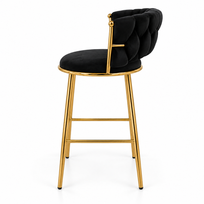 Taburete Queen Fijo 66cm Negro base Dorada