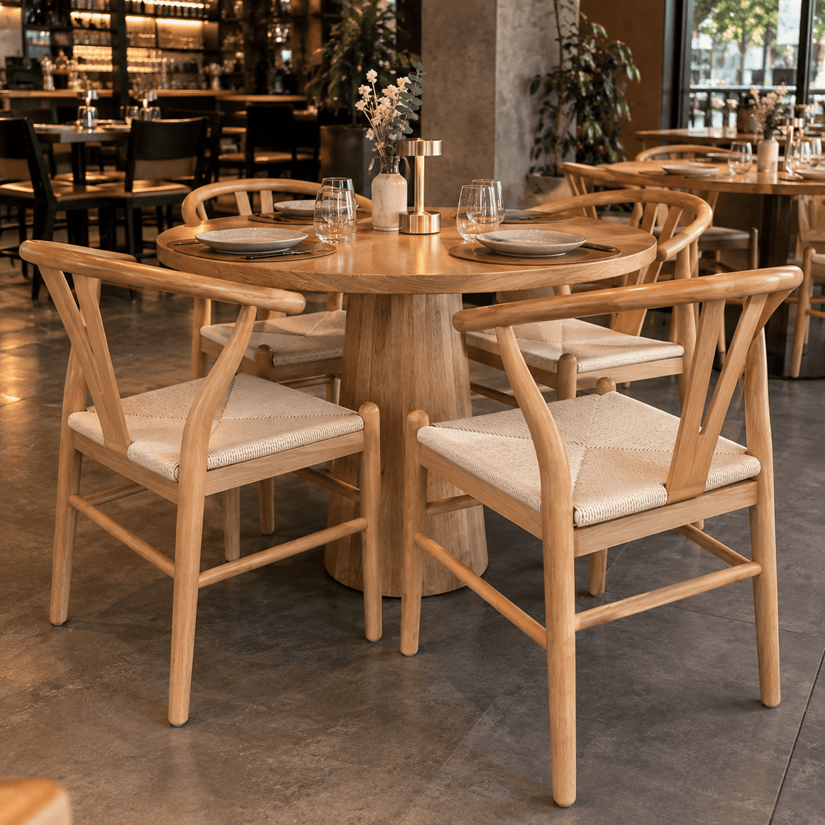 Pack 2 Sillas Wishbone Natural para Comedor