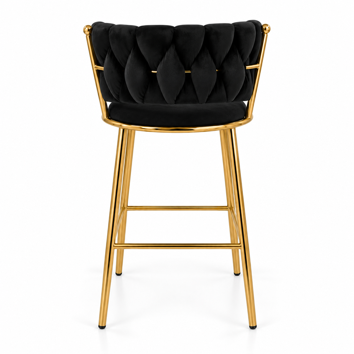Taburete Queen Fijo 66cm Negro base Dorada