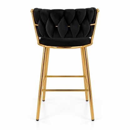 Taburete Queen Fijo 66cm Negro base Dorada