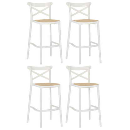 Pack 4 Taburetes Crossback Danubio Piso de Bar o Terraza 66cm Blanco