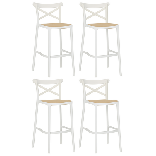 Pack 4 Taburetes Crossback Danubio Piso de Bar o Terraza 66cm Blanco