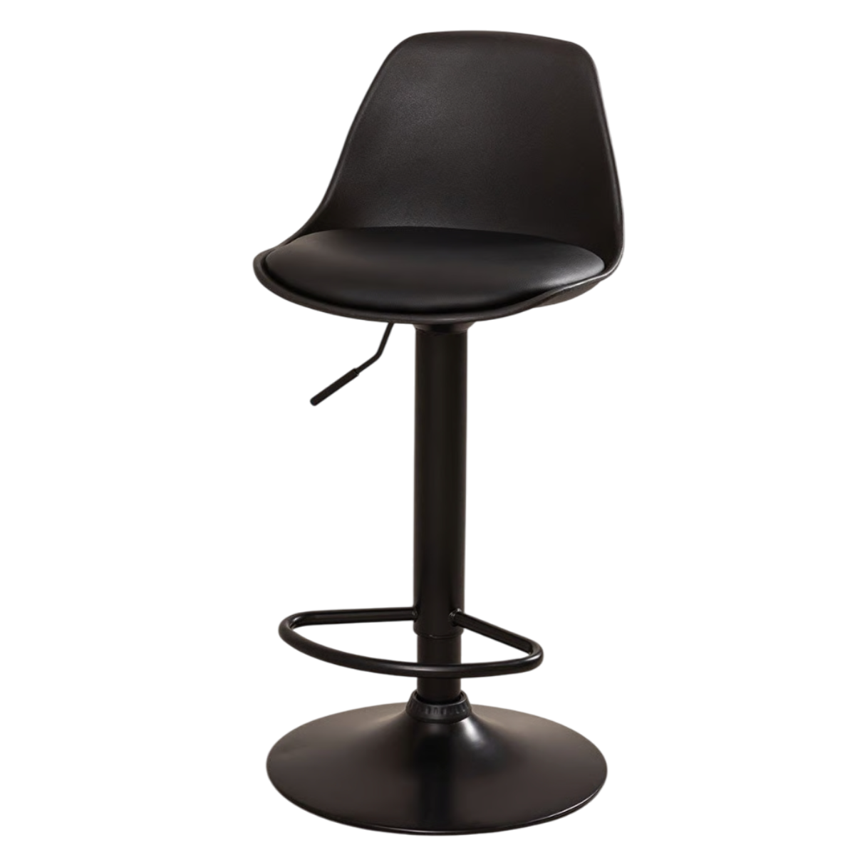 Taburete Eames con Altura Regulable Base Negra para Cocina o Bar Negro