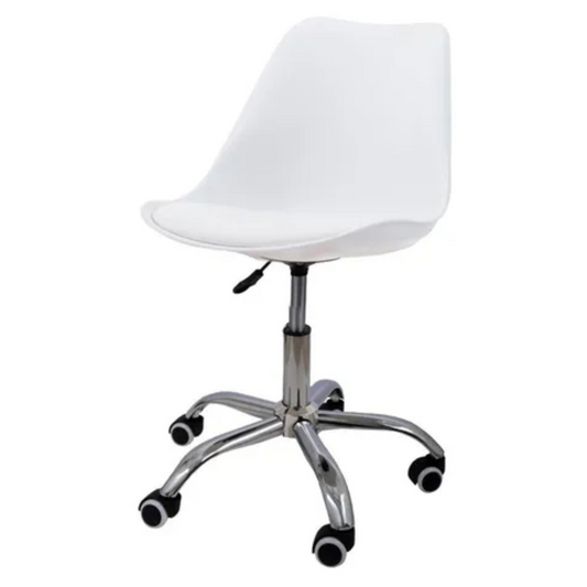 Silla De Escritorio Tulip Eames Giratoria Acolchada Blanca