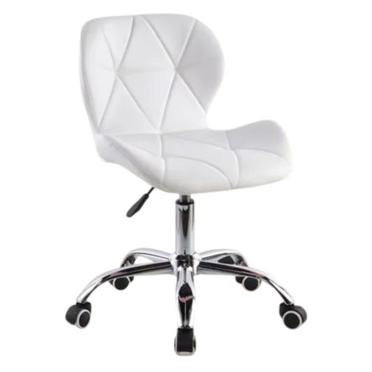 Silla De Escritorio Mariposa Radar Giratoria Acolchada Blanca