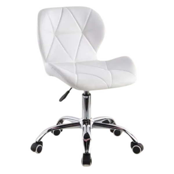 Silla De Escritorio Mariposa Radar Giratoria Acolchada Blanca