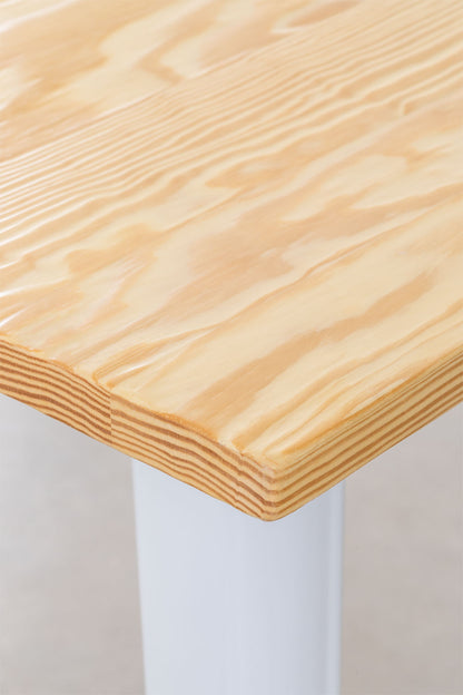 Mesa de Bar Tolix Blanca con Cubierta de Madera 60x60x105