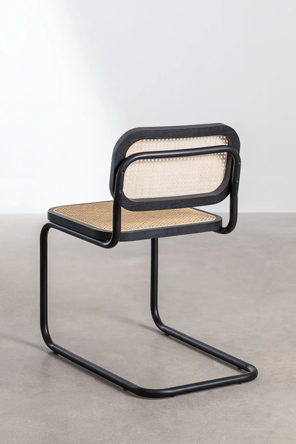 Silla Breuer Negra Madera y Ratán