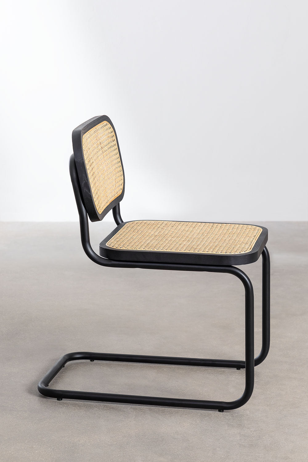 Silla Breuer Negra Madera y Ratán